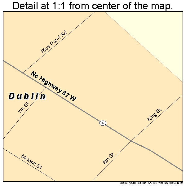 Dublin, North Carolina road map detail