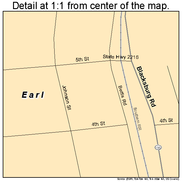 Earl, North Carolina road map detail