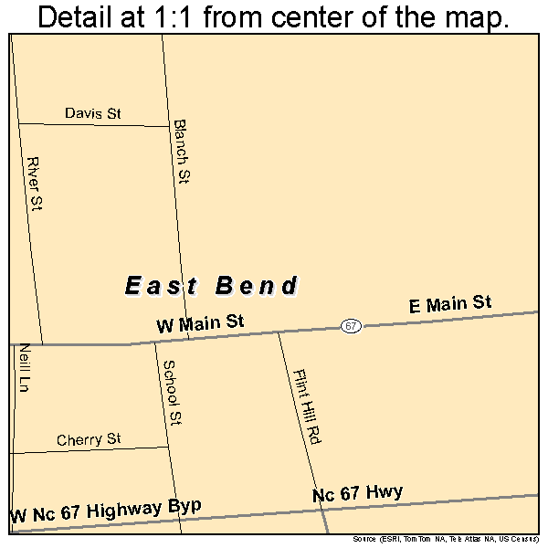 East Bend, North Carolina road map detail