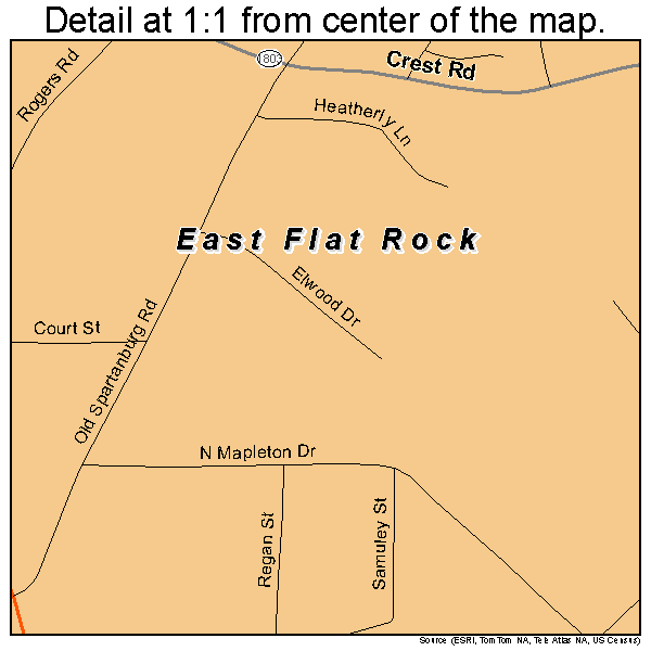 East Flat Rock, North Carolina road map detail