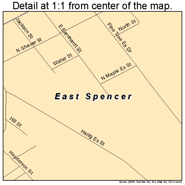 East Spencer, North Carolina road map detail