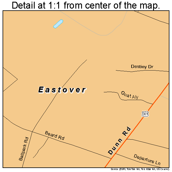 Eastover, North Carolina road map detail