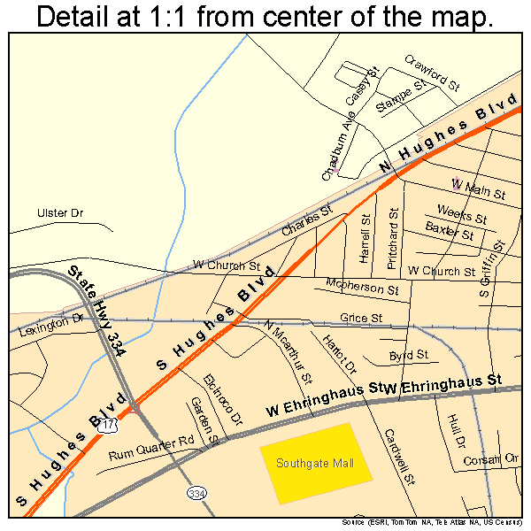 Elizabeth City, North Carolina road map detail