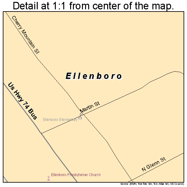 Ellenboro, North Carolina road map detail