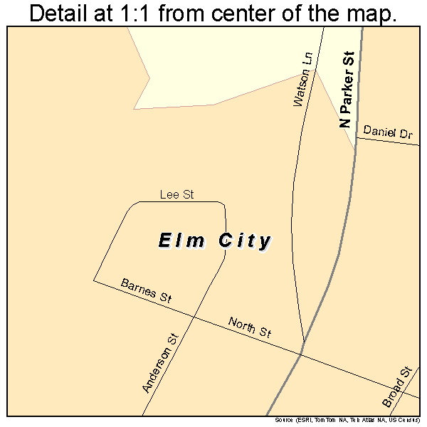 Elm City, North Carolina road map detail
