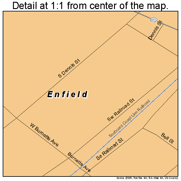 Enfield, North Carolina road map detail