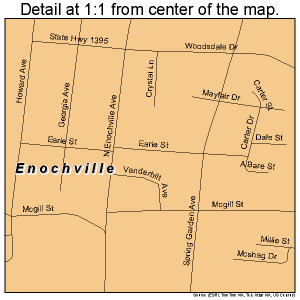 Enochville, North Carolina road map detail