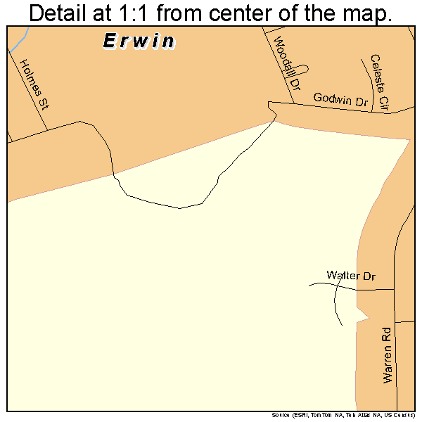 Erwin, North Carolina road map detail