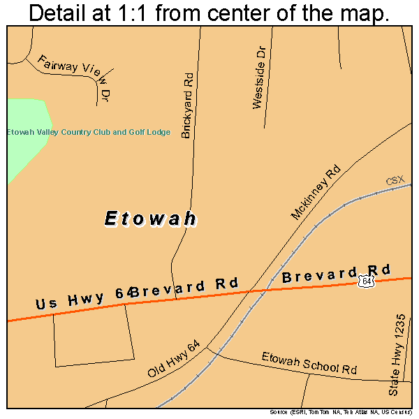 Etowah, North Carolina road map detail