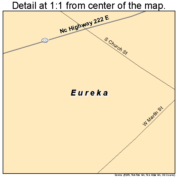 Eureka, North Carolina road map detail