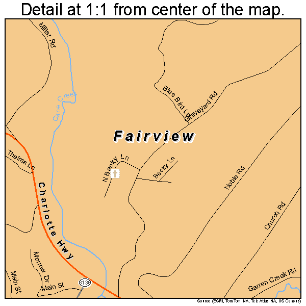 Fairview, North Carolina road map detail