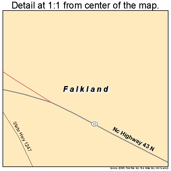 Falkland, North Carolina road map detail