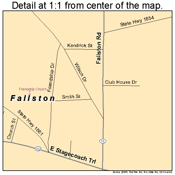 Fallston, North Carolina road map detail