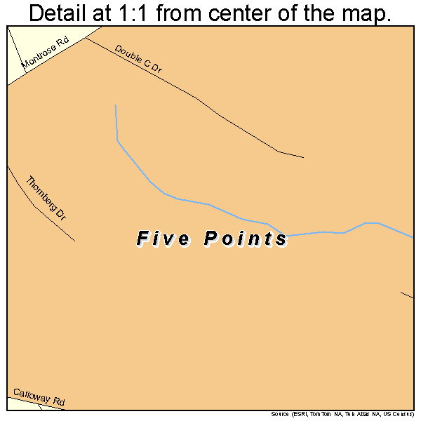 Five Points, North Carolina road map detail