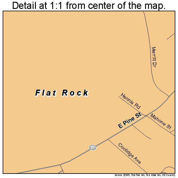 Flat Rock, North Carolina road map detail