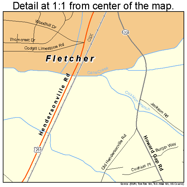 Fletcher, North Carolina road map detail