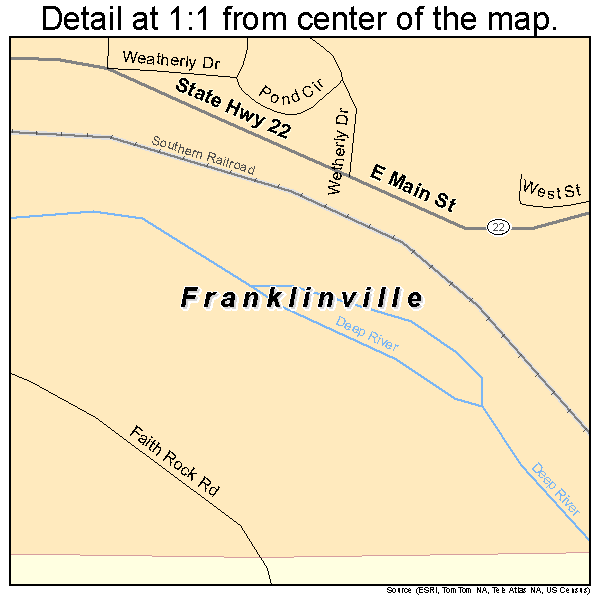 Franklinville, North Carolina road map detail