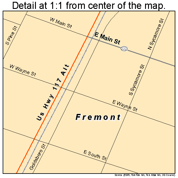 Fremont, North Carolina road map detail