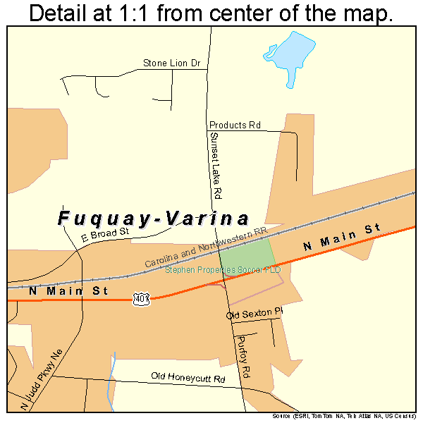 Fuquay-Varina, North Carolina road map detail