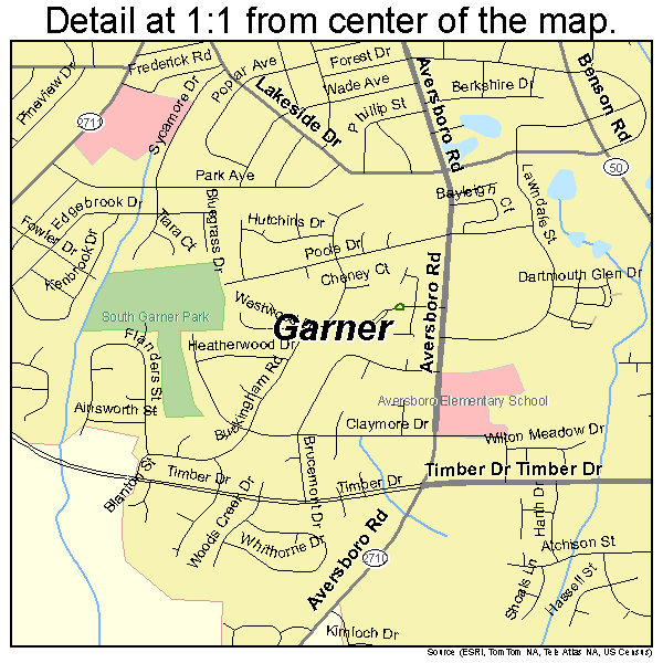 Garner, North Carolina road map detail