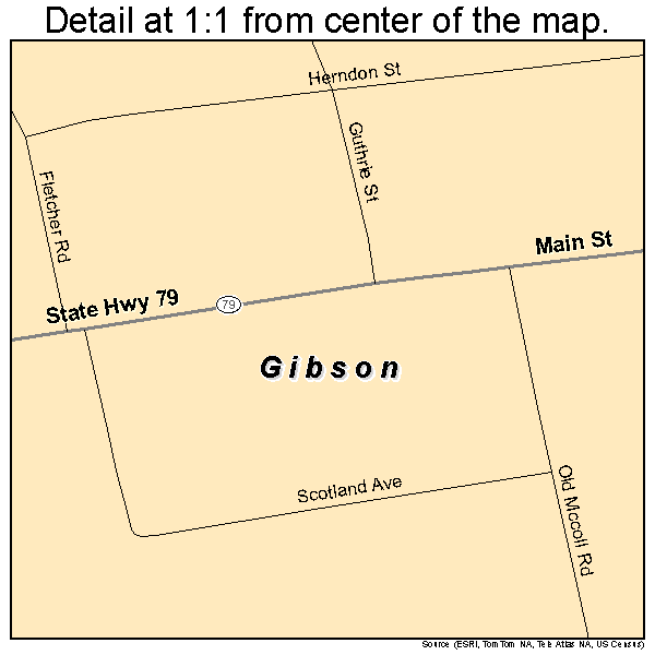 Gibson, North Carolina road map detail