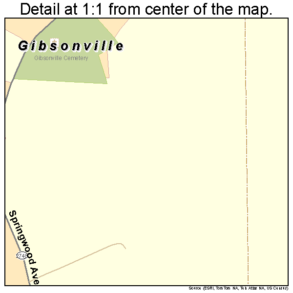 Gibsonville, North Carolina road map detail