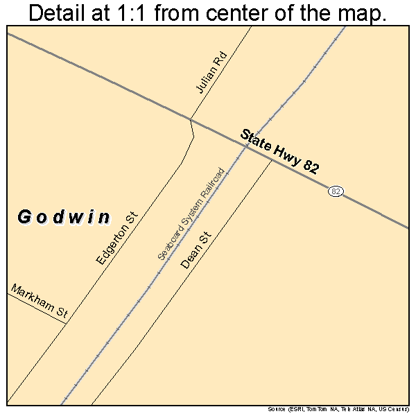Godwin, North Carolina road map detail