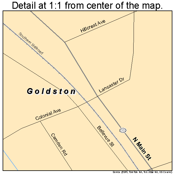 Goldston, North Carolina road map detail
