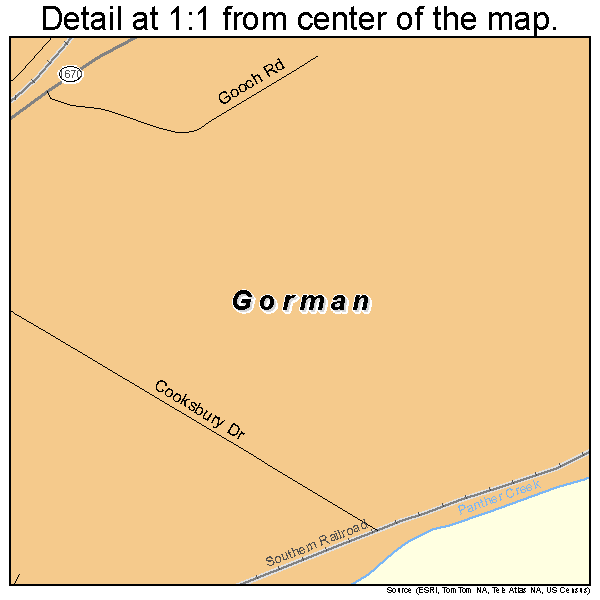 Gorman, North Carolina road map detail