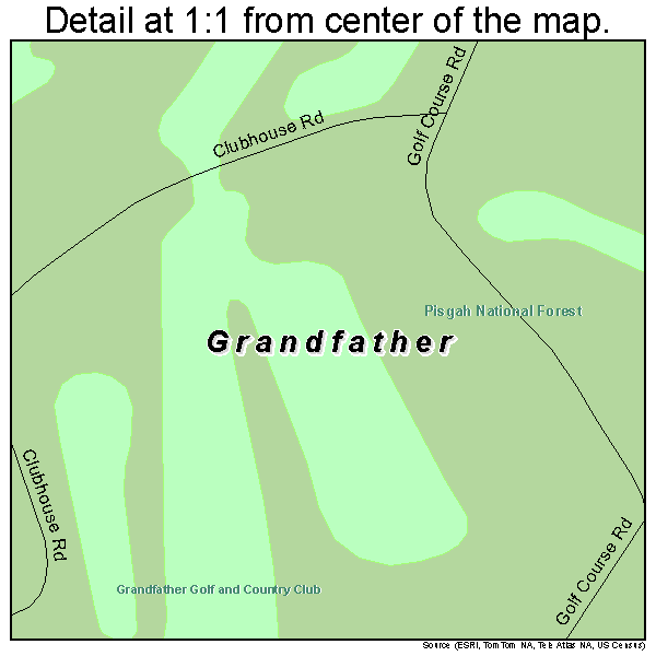 Grandfather, North Carolina road map detail