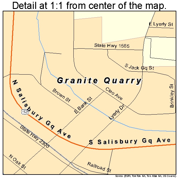 Granite Quarry, North Carolina road map detail