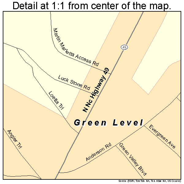 Green Level, North Carolina road map detail