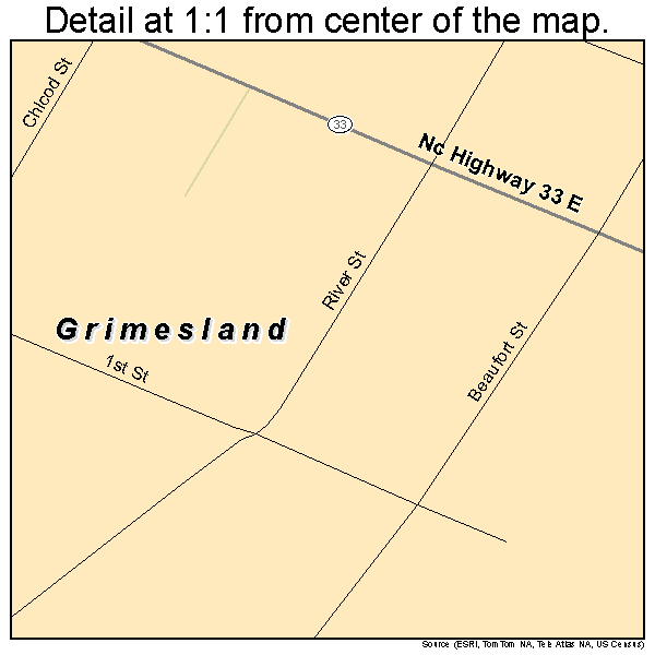 Grimesland, North Carolina road map detail