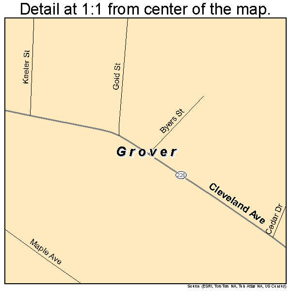 Grover, North Carolina road map detail