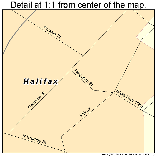 Halifax, North Carolina road map detail