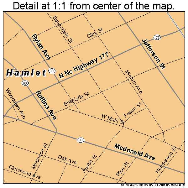 Hamlet, North Carolina road map detail