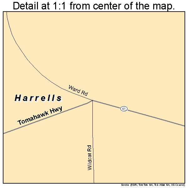 Harrells, North Carolina road map detail
