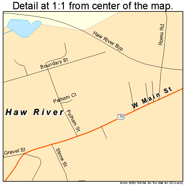Haw River, North Carolina road map detail