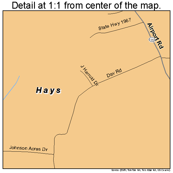 Hays, North Carolina road map detail