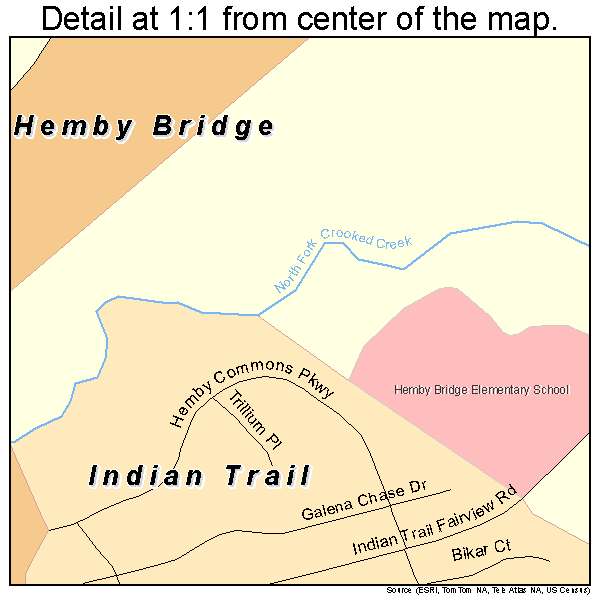 Hemby Bridge, North Carolina road map detail