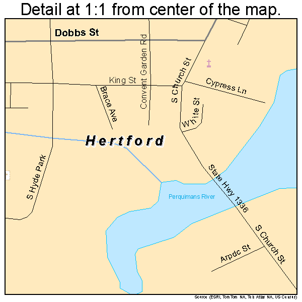 Hertford, North Carolina road map detail