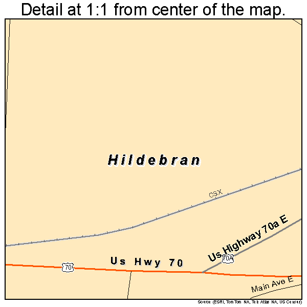 Hildebran, North Carolina road map detail