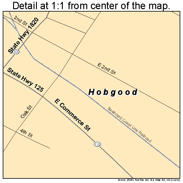 Hobgood, North Carolina road map detail