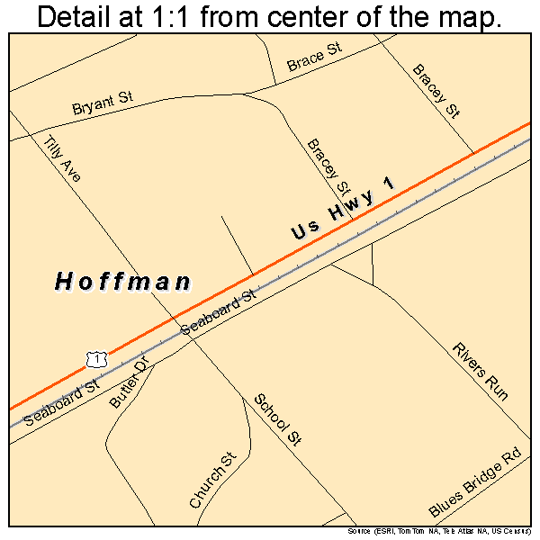 Hoffman, North Carolina road map detail