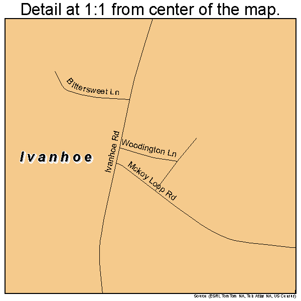 Ivanhoe, North Carolina road map detail
