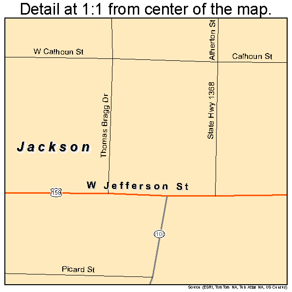 Jackson, North Carolina road map detail