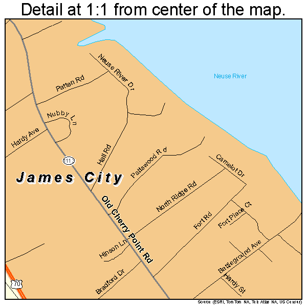 James City, North Carolina road map detail