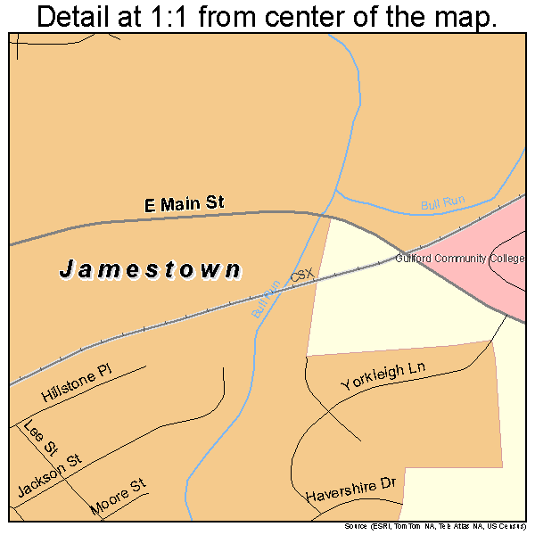 Jamestown, North Carolina road map detail