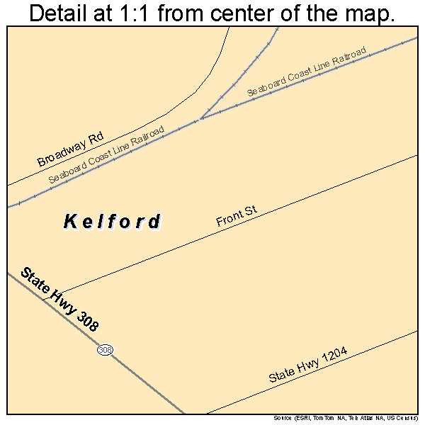 Kelford, North Carolina road map detail