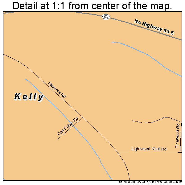 Kelly, North Carolina road map detail